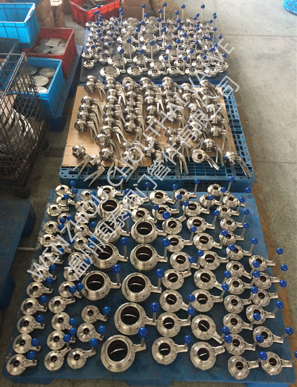 Three Way Threaded Aluminum Sanitary Pneumatic Butterfly Valve