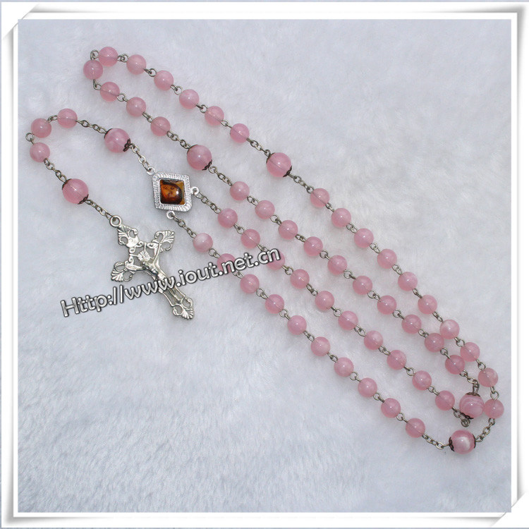 Colours Religious 8mm Plastic Beads Rosary (IO-cr235)