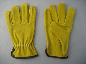 Yellow Pig Split Leather Driver Work Glove