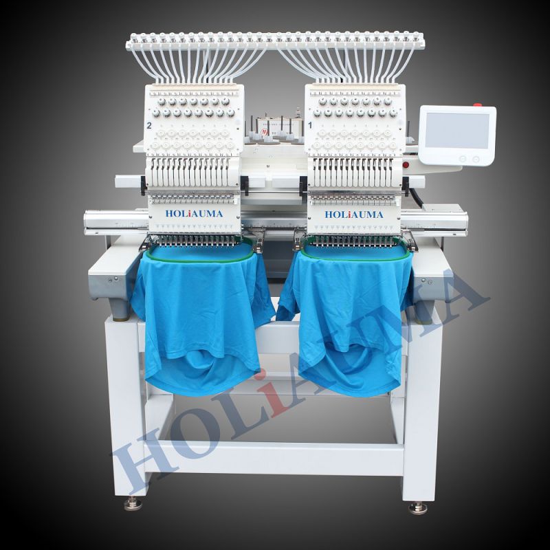 The Best Two Head 15 Colors Embroidery Machine for Multi Functions Cap/T-Shirt/Flat Garment/Towel/3D Embroidery