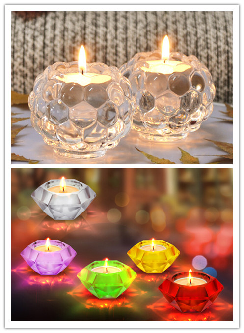 Fashionable Nice Square Crystal Glass Candle Holder