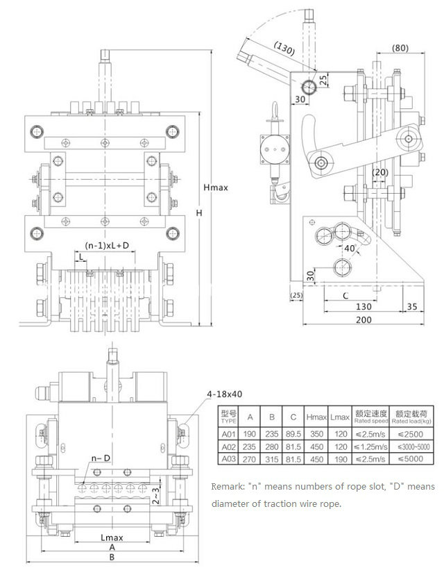 Good Quality Electromagnetic Elevator Rope Brake (OS16-250E)