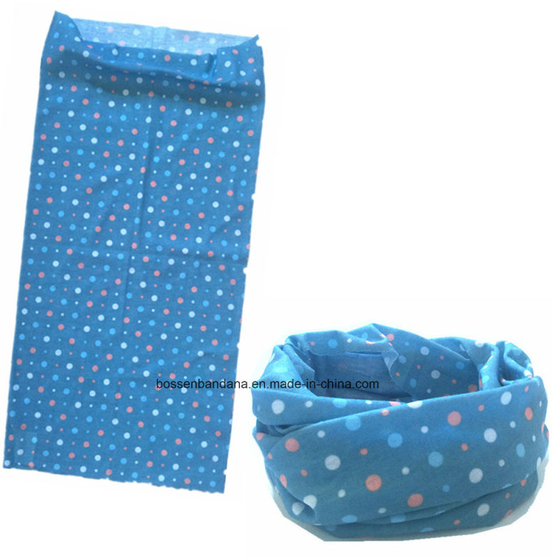 China Factory OEM Produce Polyester Multifunctional Outdoor Sports Girl's Blue Neck Tube Buff Scarf