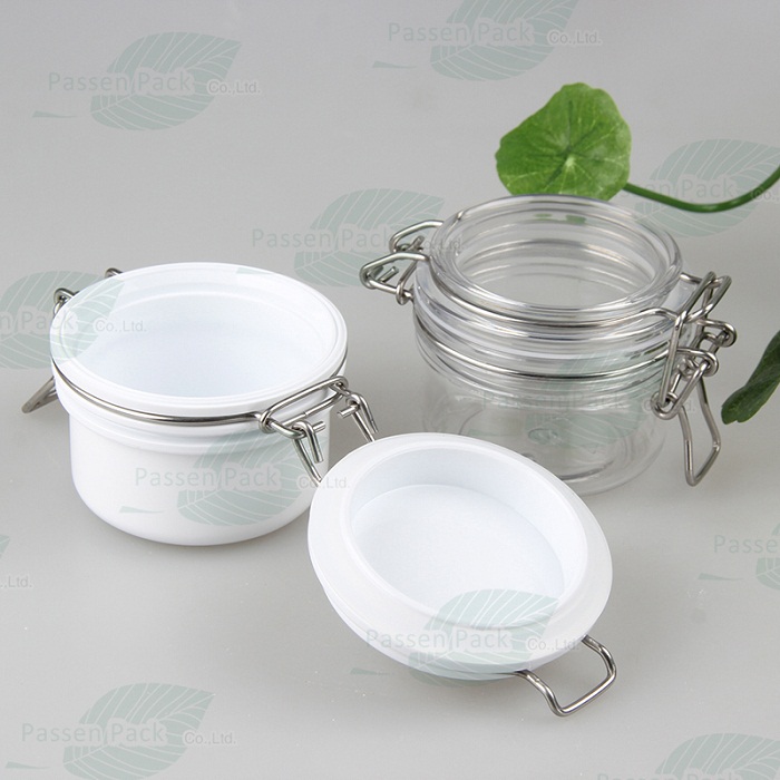 Square Pet Airtight Cosmetic Mask Jar with Silicone Ring (PPC-60)