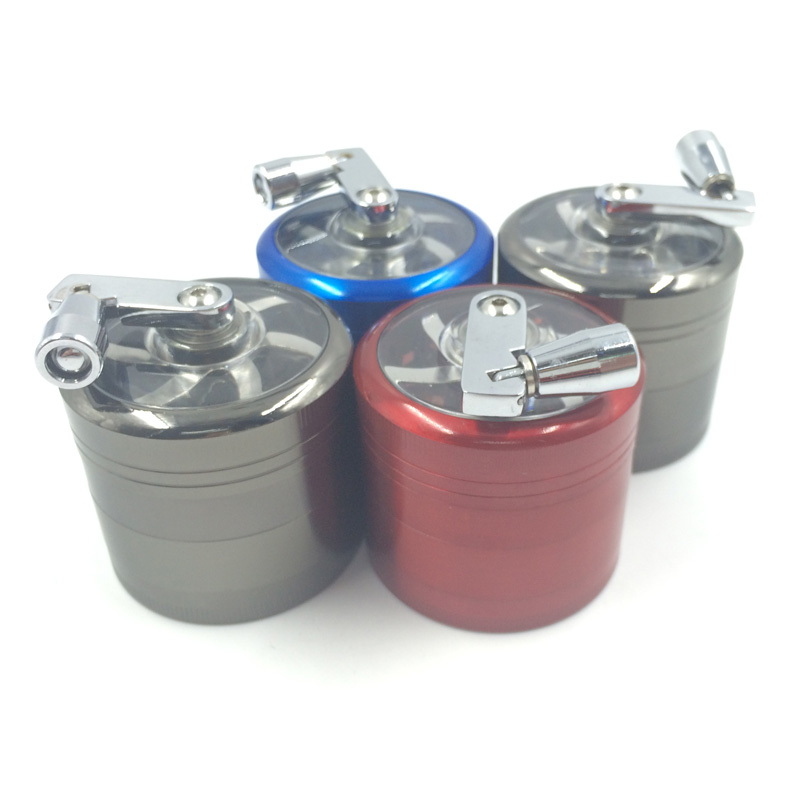 Top Quality Metal Cigarette Herbal Manual Grinder with Hand Crank (ES-GD-001-1)