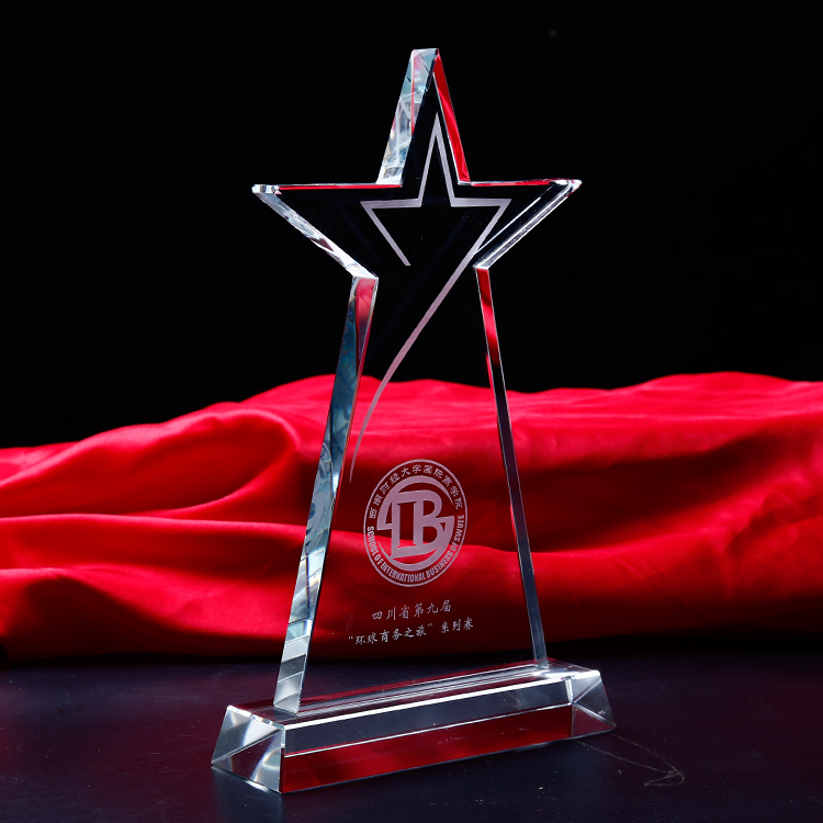 Crystal Triangle Shape Award Stand Custom Made Crystal Trophy