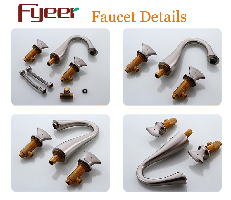 Fyeer Thress Holes Brushed Two Handle Widespread Basin Faucet