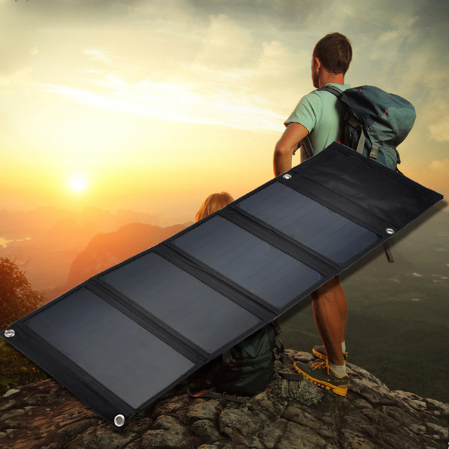 14W Portable Waterproof Dual USB Sunpower Solar Charger