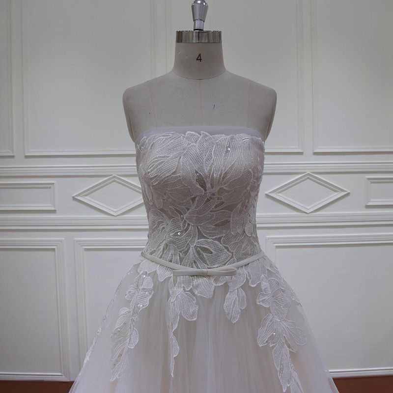 Beading Motif Belt A-Line Bridal Dresses