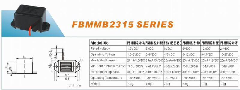 Mechanical Buzzer 23*15 400Hz Piezo Audio Indicator White