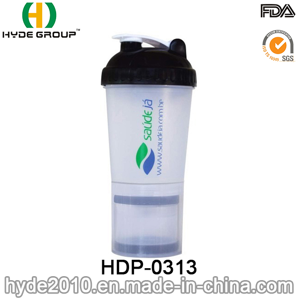 2016 Hot Sale BPA Free Plastic Powder Shake Bottle with Stainless Steel Ball (HDP-0313)