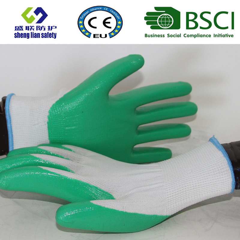 13G Polyester Shell with Nitrile Coated Work Gloves (SL-N107)