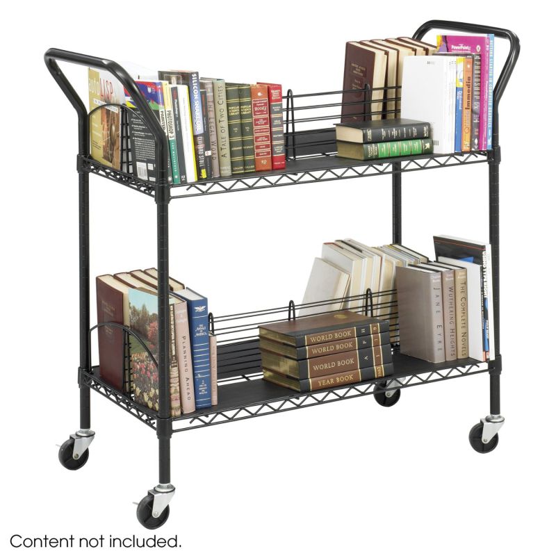 Adjustable Metal Basket Rack Book Trolley for Library (BK753590A2CW)