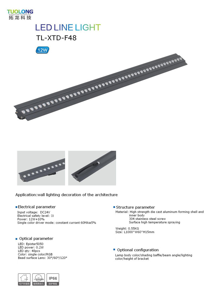 Rigid SMD5050 48 LEDs 12W LED Linear Light Bar