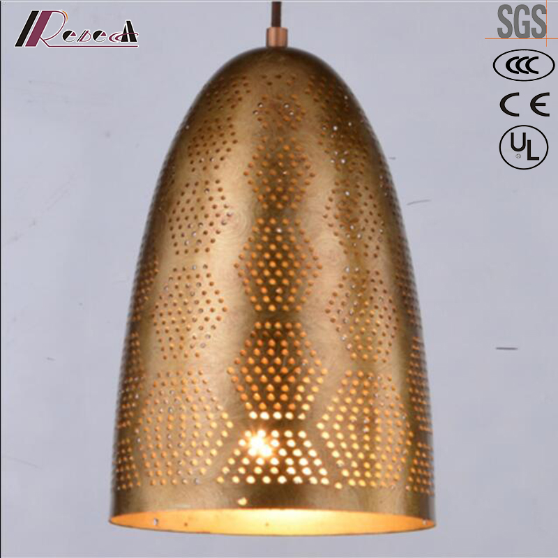 Modern Round Golden Hollow Pendant Lighting with Dining Room