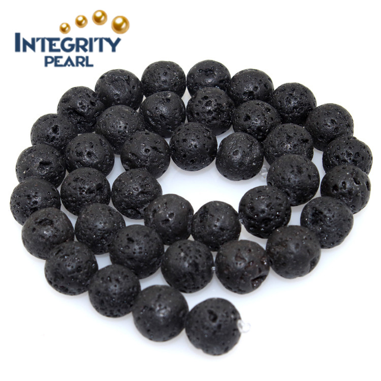 Wholesale High Quality DIY Bracelet Loose Beads Size 4 6 8 10 12 14mm Natural Black Lava Stone