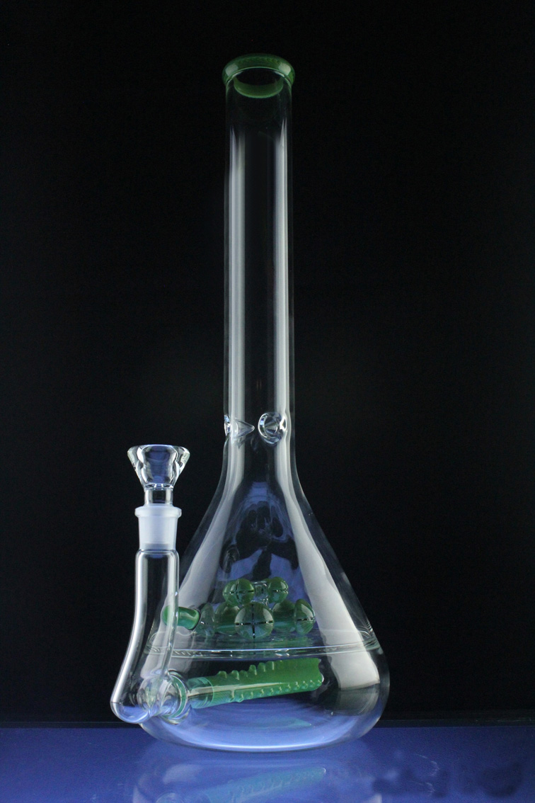 Mega Beaker Smoking Glass Water Pipe with Inline to Double Cross Perc (ES-GB-582)