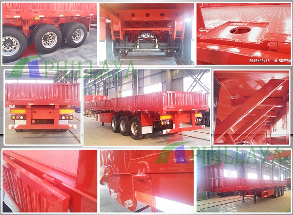 High Flat Bed Side Wall Flatbed Cargo Box Semi Trailer