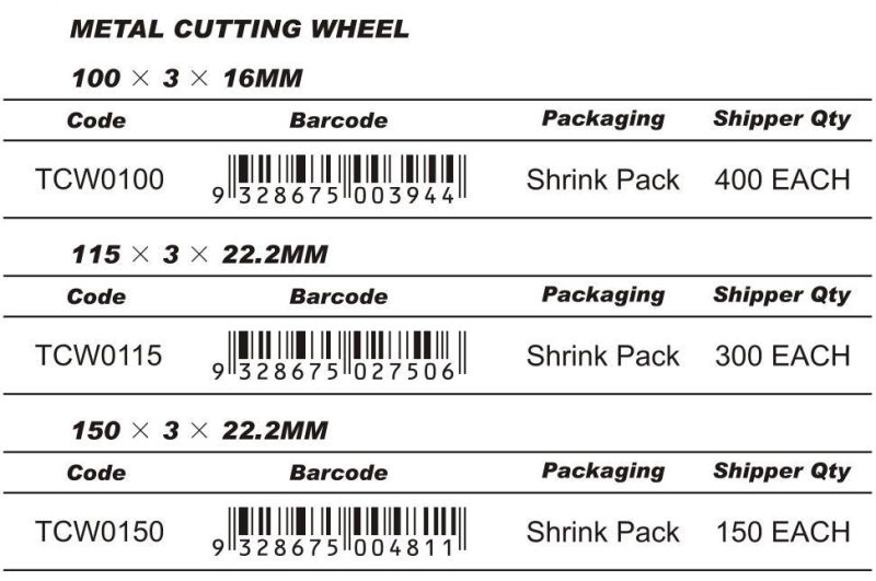 Cutting Wheel Metal Super Thin Abrasive Stainless Steel