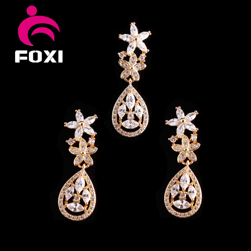 Hot Sale Hanging Trendy Flower Design Fashion Dubai Gold Jewelry Sets