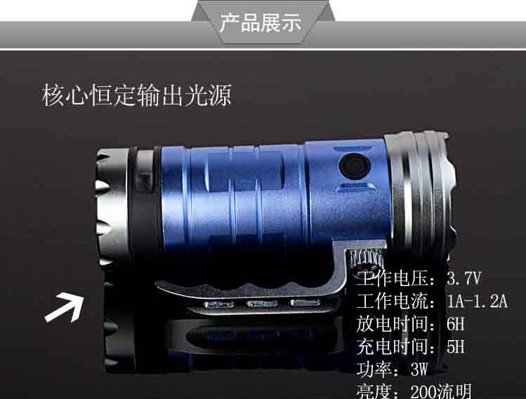 3X18650 Batt Blue and White LED Fishing Light