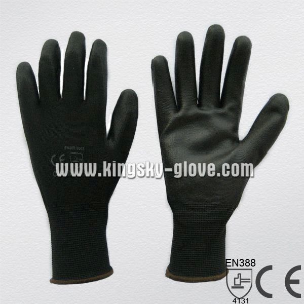 13G Polyester Liner Polyurethane PU Chemical Glove (5537. BL)