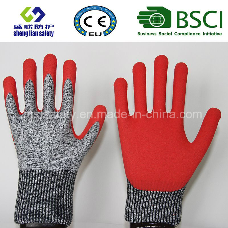 Cut Resistant Safety Work Glove with Sandy Nitrile Coated Safety Gloves