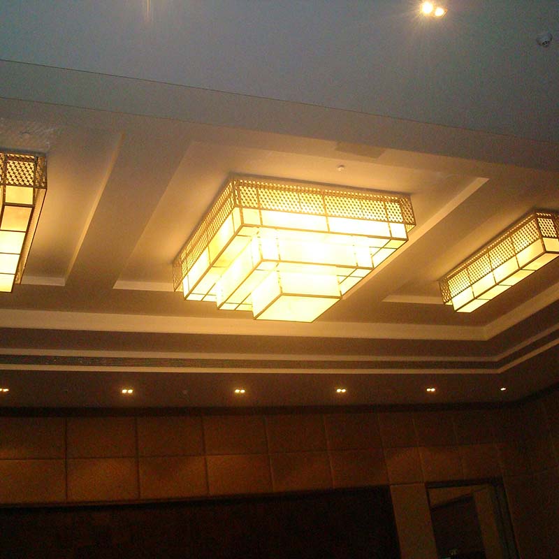 High Quality Hotel Decorative Multilayer Square Resin Ceiling Lamp