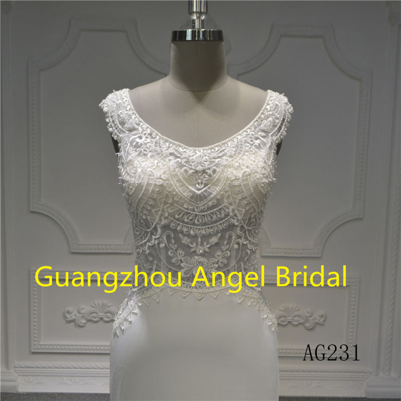 Sleeveless High-End Beading & Lace Chiffon Wedding Dress Bridal Gownade Wedding Dress Bridal 2018