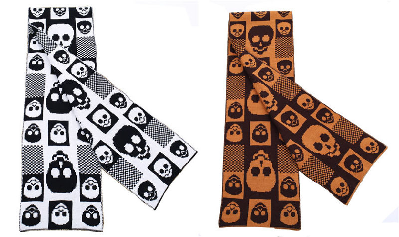 Lady Fashion Skull Pattern Knitted Scarf Winter Scarf (SK113)