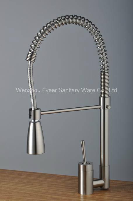 Brush Nickle Pull-Down Kitchen Sink Water Mixer Faucet (QH0747S)