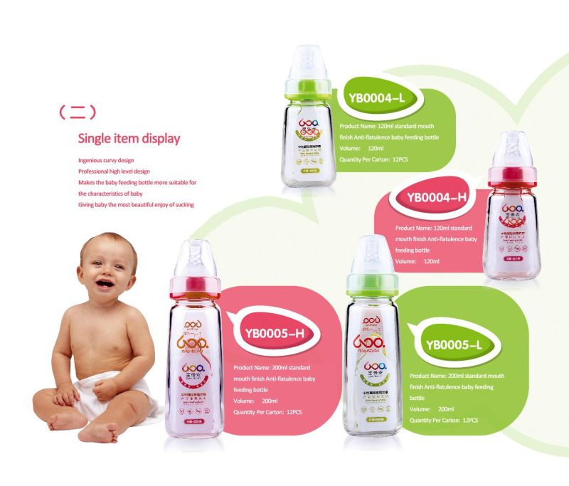 60ml-240ml Neutral Boroslicate Glass Baby Feeding Bottle