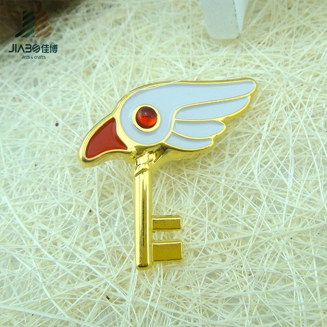 Custom Designed Key Shape Metal Gold Lapel Pin