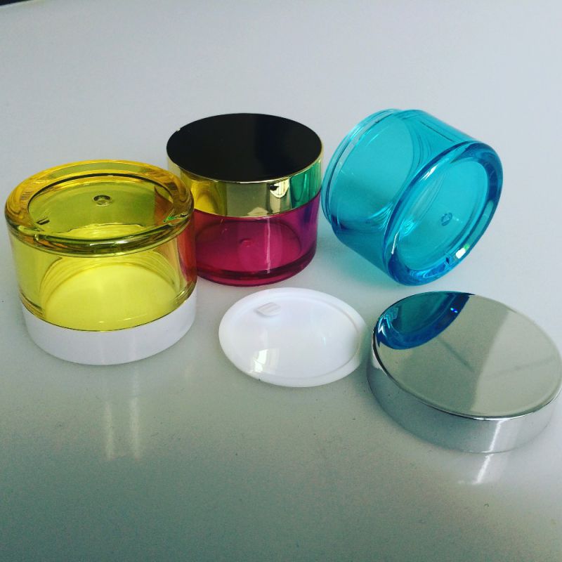 Colorful PETG Cosmetic Jar with Bamboo Lids Cream Jar Plastic Jar