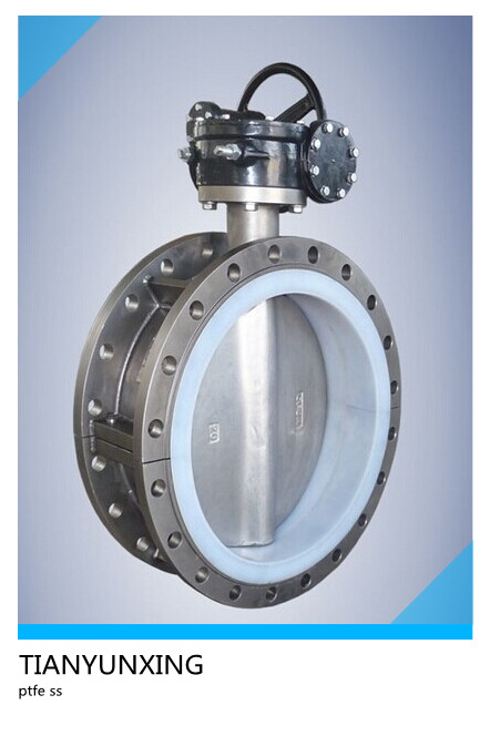 Gearbox Soft Seal PTFE NBR Double Flanged Butterfly Valve