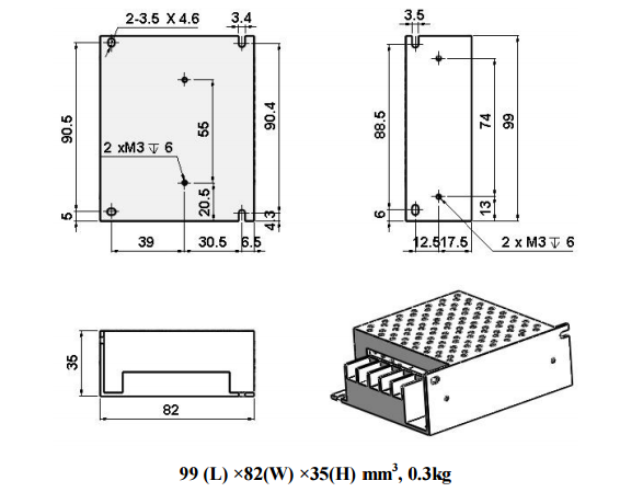 dimensions of power supply