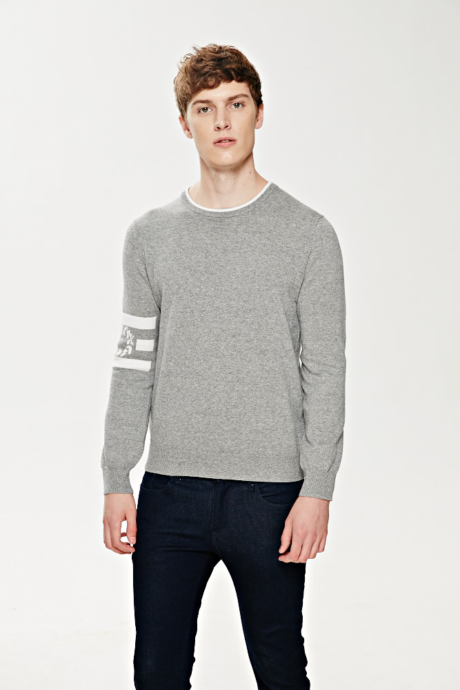 Logo Fit Cotton Pullover Knit Sweater for Men