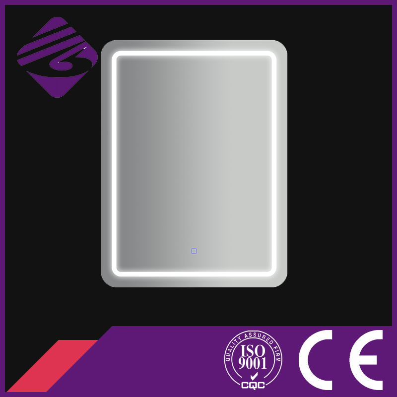 Rectangle LED Bathroom Chamfer Edge Mirror with Touch Screen