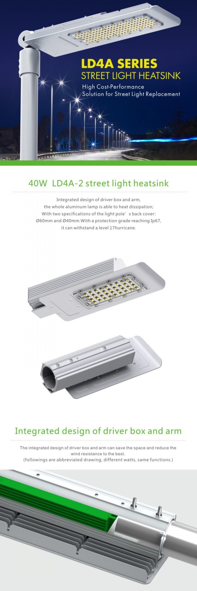 New Design 40W Waterproof Street LED Lighting IP67 5-Year Warranty Ce RoHS