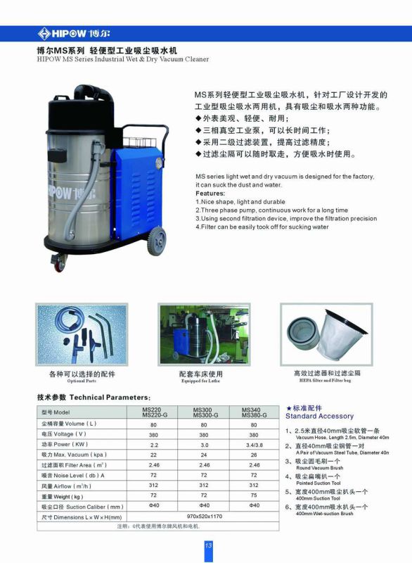 4.0kw Industrial Wet and Dry Vacuum Cleaner (MS400)