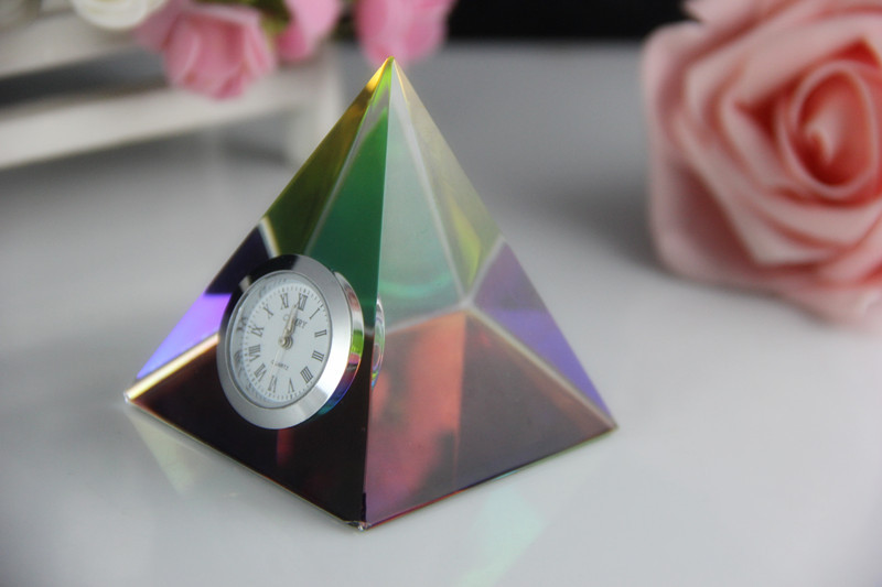 Crystal Clock/Watch Pyramid for Home Decoration Gift