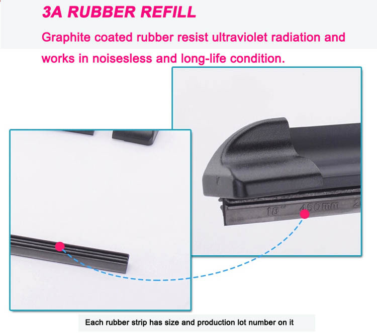 S860 4s Shop Smooth Long Service Natural Rubber Refill Windshield Driver Multifit Flat Bracketless Soft Wiper Blade