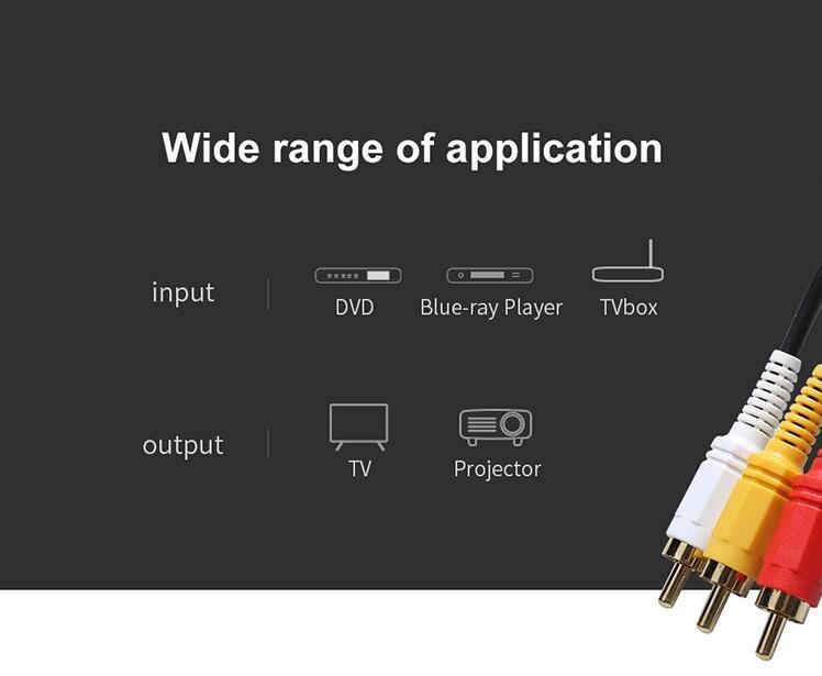 3RCA to 3RCA Audio and Video Cable, with Stopper or Without Stopper Optional