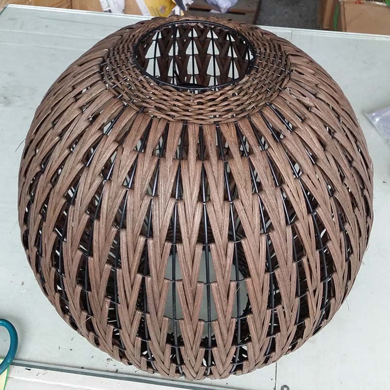 Chinese Style Bronze Rattan Lantern Fish Lighting Floor Lamp