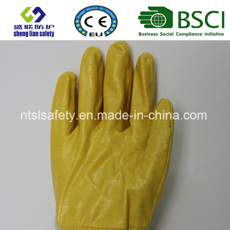 Half Dipped Nitrile Gloves Yellow Color Industrial Work Glove