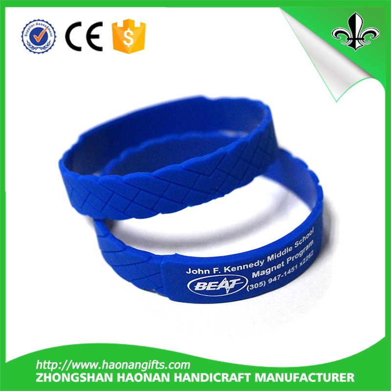 Fashion Silicone Rubber Bracelet Debossed Filled Ink