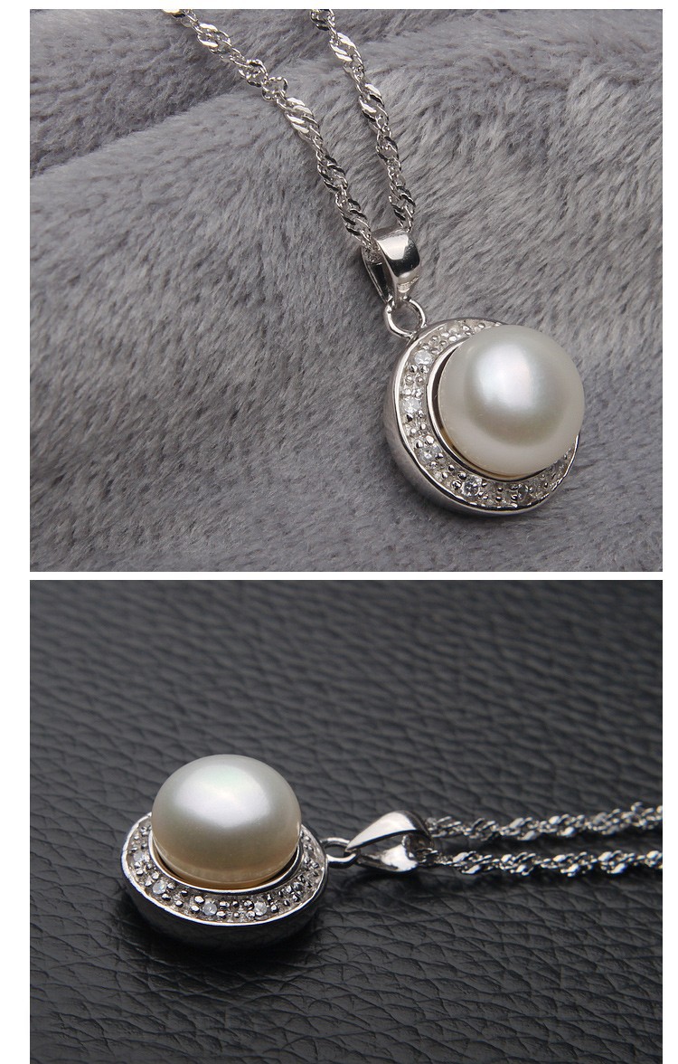 AAA Semi Round 9-10mm Simple Freshwater Pearl Pendant