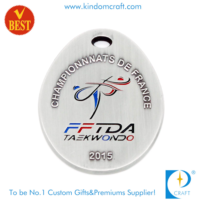 High Quality Fashion Antique Brass Stamping Taekwondo Medal for Club Souvenir Silver