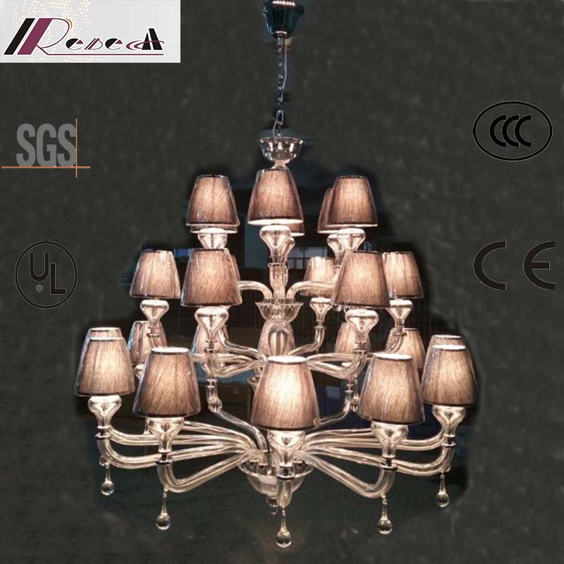 European Style Hotel Crystal Chandelier with Fabric Shade