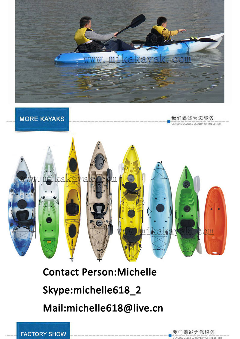 Plastic Ocean Kayak Sale for Two Person Sit on Top Canoe